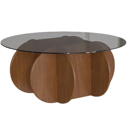 Meedlopia Modern Couchtisch aus Glas, Wohnzimmertisch Sofatisch, Klein Kaffeetisch mit Tischbeine Holz, Beistelltisch für Wohnzimmer, Tisch Wohnzimmer-Einfache Montage