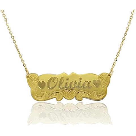 ProLuckis Personalized Gold Name Necklace Mother Daughter Necklace 18k Gold Plated Name Jewelry-1 (Gold-Small) Cover