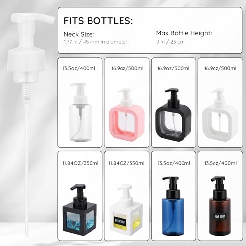 Image of Segbeauty 3pcs White Foaming Hand Soap Pump Replacement, Countertop Foam Soap Dispenser Pump Heads, Foaming Dispenser Pumps for Bathroom Shampoo Bottle, 42 Thread Size Face Wash Bottle Replace Caps