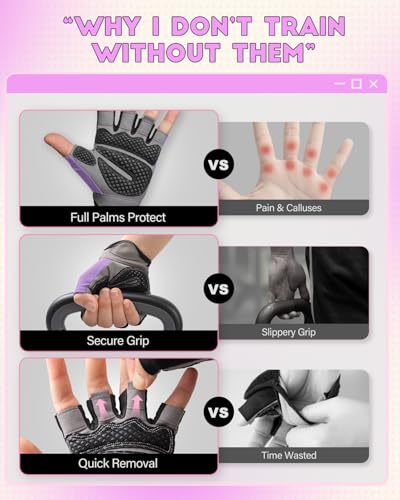 Image of VINSGUIR Workout Gloves for Men and Women, Weight Lifting Gloves with Excellent Grip, Lightweight for Gym Exercise, Cycling, Cross Training, Pull ups, Fitness, Climbing and Rowing