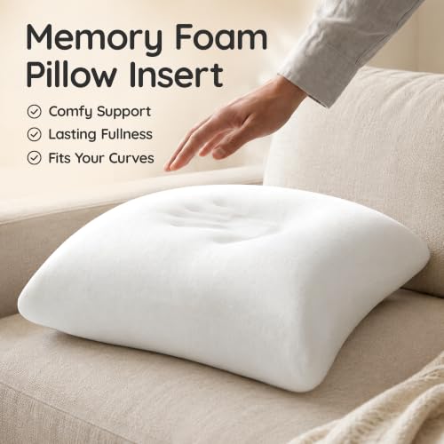 Image of AM AEROMAX 18x18 Memory Foam Throw Pillow Inserts, 2 Pack, Square, White