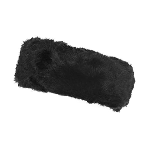 Womens Fur Headbands Ladies Faux Earwarmers Muff Winter Ski Luxury Double Fur by Love Love (Black) Cover