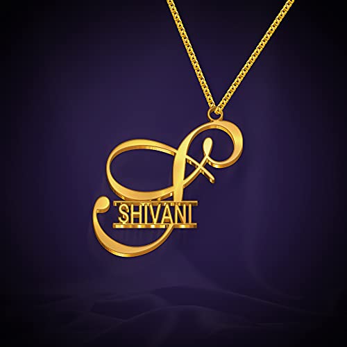 Image of Shivani Cursive Gold & Silver Name Pendant Necklace, Best Jewelry Gift for Girls.