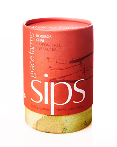 Grace Farms Rooibos Chai Herbal Tea (16 Pyramid Sachets) | Healthy And Caffeine Free | Organic, Fair Trade And Kosher Certified | Gives Back 100% Of Profits #TOP16