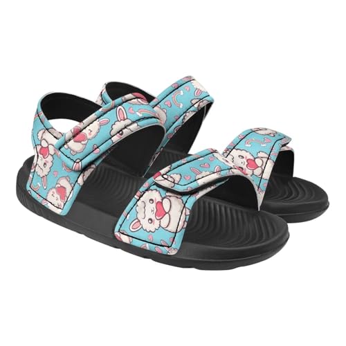 Toddler Girls' Double Hook and Loop Sandals with Print, Anti-Slip, Comfort, Stable for Learning Walking, Beach