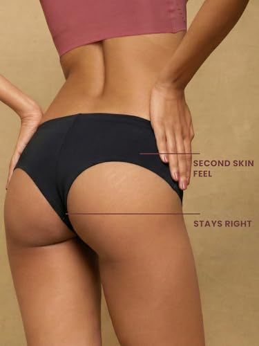 Image of Krvvy Women Seamless Mid-Rise Thong Underwear- Ultrasoft, Breathable, Lightweight & Invisible Underwear with 100% Cotton Gusset Panty