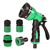 ★Los accesorios incluyen:1 pistola rociadora de 8 funciones de riego,1 conector de grifo de manguera roscado,1 conector rápido Waterstop de manguera de 1/2 pulgada,1 conector rápido de extremo de manguera de 1/2 pulgada y 1 conector de reparación de manguera de 1/2 pulgada.