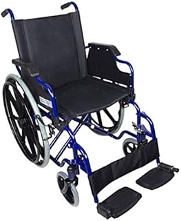 Mobiclinic, modelo Giralda, Silla de ruedas plegable, ortopédica, para minusválidos, reposapiés y reposabrazos extraíbles, Azul y Negro, asiento 46 cm, ultraligera
