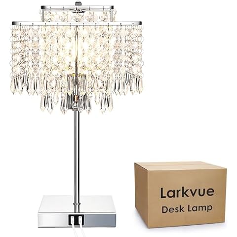Larkvue Crystal Desk Lamp, Dimmable Touch Control Table Lamp for Living Bedroom Dining Room Study Room Cover