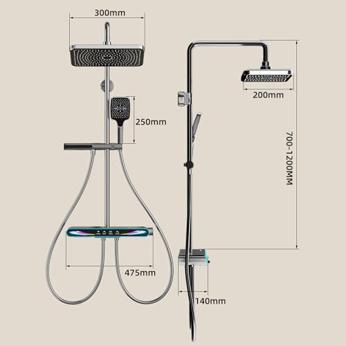 Ensemble de robinet de douche anti calcaire avec pommeau pluie doré - 7