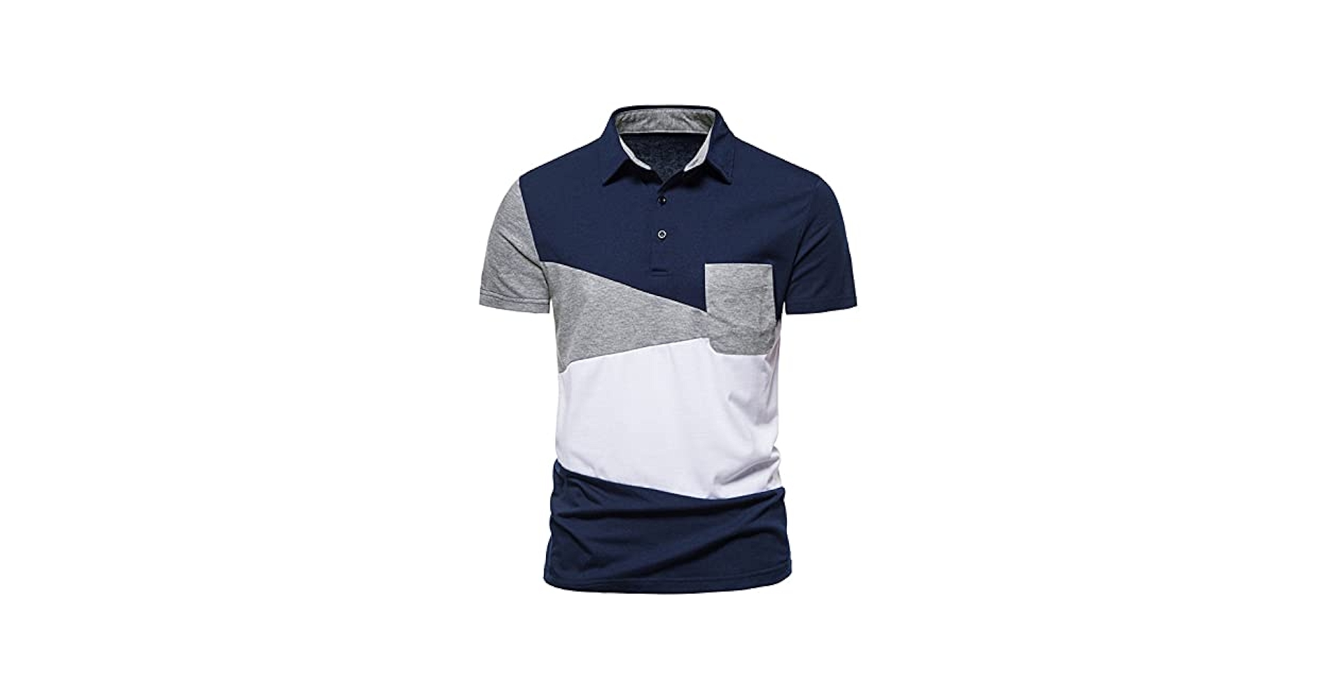 Classic Polo Shirts for Men Button-Down Contrast Color