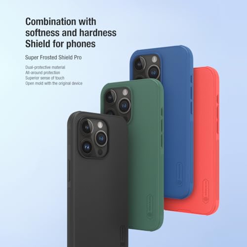 Image of Nillkin Case for Apple iPhone 15 Pro (6.1 inch Inch) Super Frosted Shield Pro Hard Back Soft Border (PC + TPU) Shock Absorb Cover Raised Bezel Camera Protect PC Without Logo Cut Blue Color