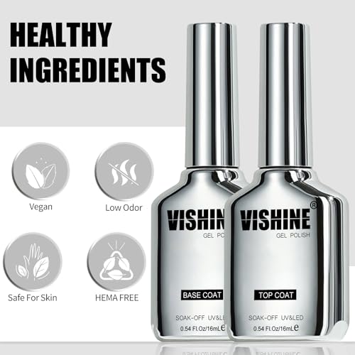 Vishine Gel Top Coat y Base Coat Pack 2 Pzas 16ml miniatura 2