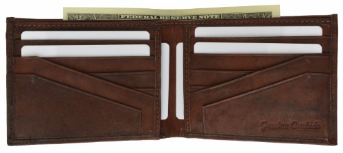 MARSHAL Men's Cowhide Genuine Leather Bifold Wallet Cash Holder