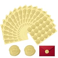 300 Stück Wachssiegel Selbstklebend Weihnachten, Gold Briefumschlag Aufkleber, Umschlagaufkleber Siegelaufkleber für Umschlag Einladung Grußkarte Postkarte Wachs Siegel Sticker