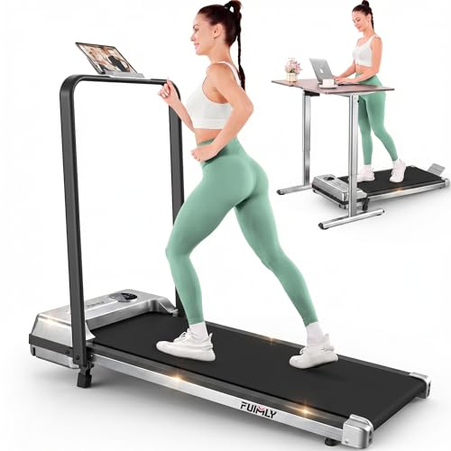 Image of FUNMILY Upgrade Walking Pad Folding Treadmill with 12% /15% Incline & Handle Bar, 3.5HP Foldable Under Desk Compact Treadmills for Home /Office /Gym, 400+lb Capacity, Shock Absorption