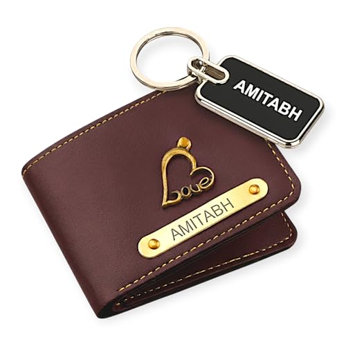 Image of Custom Name Vegan Leather Wallet for Men | Personalized Wallet with Charm | Free Metal Engraved Keychain