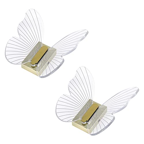 Mewutal 2 Pack Wall Mounted Butterfly Hook Acrylic Coat Hanger Cute Hat Hooks For Bathroom Toilet Towel Robe Scarf, With Screw (Transparent + Gold) #TOP30