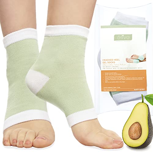 Élive Heel Socks For Dry Cracked Feet - Heal & Repair Heels Fast, Toeless Moisturizing Socks, Exfoliating Citric Acid, Oil Blend Gel, Foot Care Sock For Women Men, No Cream Lotion Multi-Use Treatment #TOP30