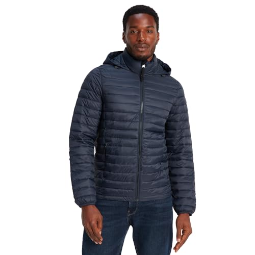 TOG 24 Bowburn Mens Lightweight, Supersoft Quilted Colourblock Puffer Jacket for Winter with Fixed Hood and Eco-friendly Thermal Filling (5XL, Dark Indigo)