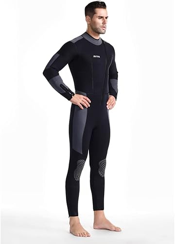 Vista 3 de ZCCO Traje de neopreno de 0.197 in para hombre, traje de buceo ultra elástico de cuerpo completo con cremallera frontal para esnórquel, buceo