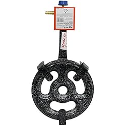 Mejores Paelleras Para Gas Garcima 76030 Hornillo paellero gas plano l-30 1 fuego, Negro, 33x59x10.6 cm