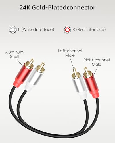 Cable RCA de audio corto de 0,3 metros y conector macho a macho para subwoofer en pack de 2 5