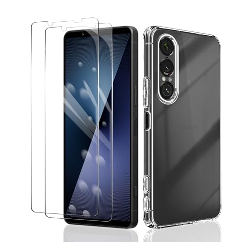 【1ケース+2枚 フイルム】Sony Xperia 1 VII ガラスフイルム ケース クリア 保護カバー TPU素材製 軟性 Sony Xperia 1 VII 保護フイルム 強化ガラス 日本旭硝子素材 薄型軽量 衝撃吸収 飛散防止 硬度9H 気泡防止