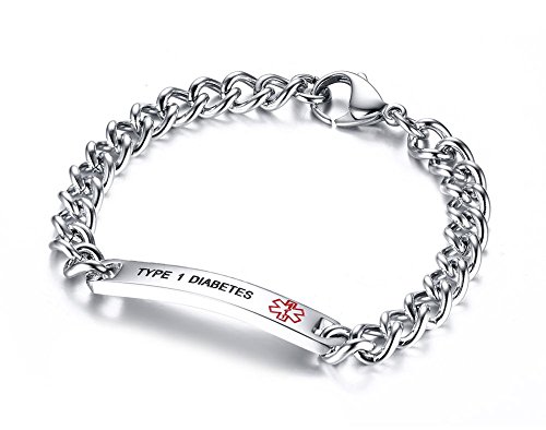 BLOOD THINNER-8mm High Polished Surgical Steel Chain Medical Alert ID Bracelets for Men&Women,8