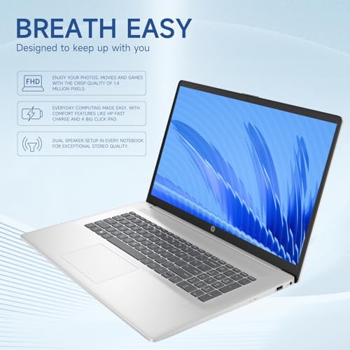 Image of HP Essential 2025 Laptop, 17.3 inch FHD, CORE 7 (Beats i7 1355), 64GB RAM, 2TB SSD, FP Reader, Backlit KB, Webcam, Wi-Fi 6, Windows 11 Home, Silver, Bundle with PCO Laptop Cooler