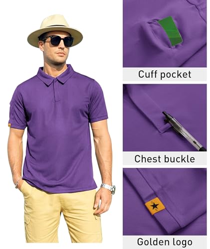 Image of ZITY Mens Polo Shirt Short Sleeve Sports Tactical T-Shirt Athletic Golf Polos Daily Casual Stylish Collared Shirts for Men
