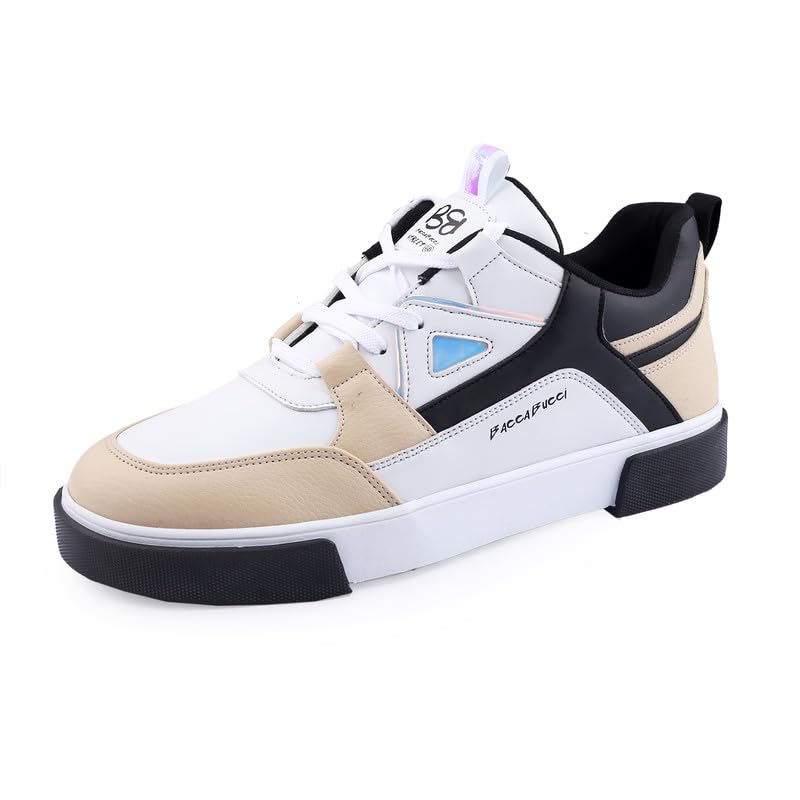 Bacca Bucci® Happy HIGH Low Top Streetwear Sneakers Casual Shoes for Men | Athletic-Inspired Flat Shoes for Men Beige, Size UK7 (B0CMD922GB) Amazon Price History, Amazon Price Tracker
