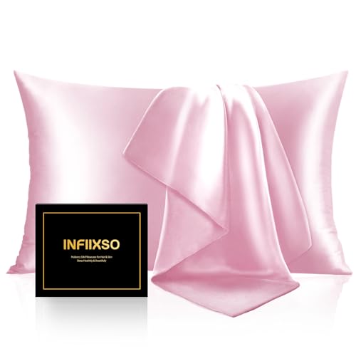 Image of Infiixso Silk Pillowcases Pink Standard Size 1PC