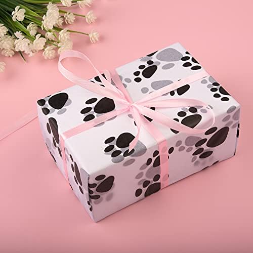 Berolle 30 Sheets Paw Print Tissue Paper Gift Wrapping Tissue Paper for Weddings Birthday Party Baby Showers DIY Crafts