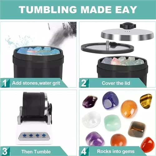 Rock Tumbler Machine Kit Elektryczny młynek do kamieni szlachetnych, z timerem, zdejmowany, DIY, polerka do kamienia, kompletny zestaw narzędzi do polerowania i prezentów