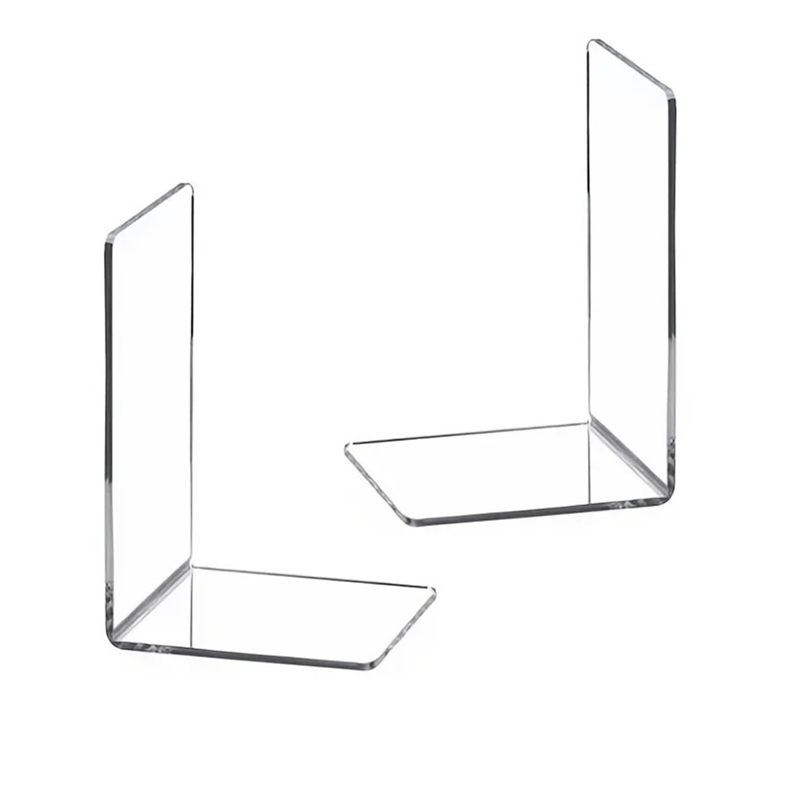 Desktop Bookends 2pc 18.5cm height Acrylic Bookends Stand Bookshelf Desktop Decorative Storage Rack for Home Office School Library