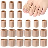 Blulu 24 Pieces Toe Tubes 0.98 Inches Cushion Tube Corn Pads for Toes Sleeves Soft Gel Protectors for Cushions Corns Blisters Calluses 3 Size(Skin Color,Medium,Large)