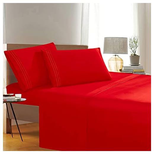 Elegant Comfort Luxury Wrinkle,Fade and Stain Resistant 1500 Thread Count Egyptian Quality 4-Piece Bed Sheet Set, Deep Pocket, HypoAllergenic, Queen Size, Red