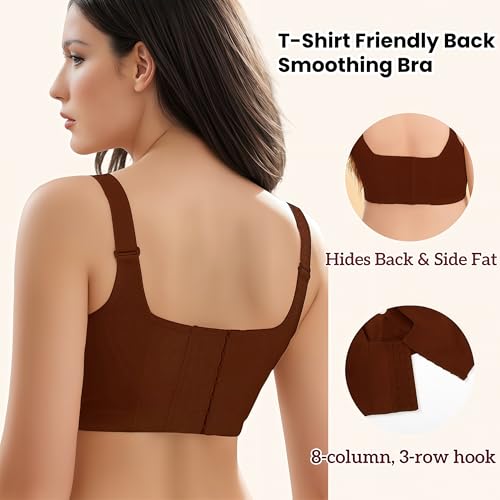 Image of Women's Push Up Bra Hide Back Fat Full Coverage Bras with High Support Plus Size T-Shirt Bra for Smoothing Back