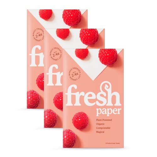 THE FRESHGLOW CO FRESHPAPER Keeps Fruits & Vegetables Fresh for 2-4x Longer, 24 Reusable Food Saver Sheets for Produce (3 Packs), Made in the USA