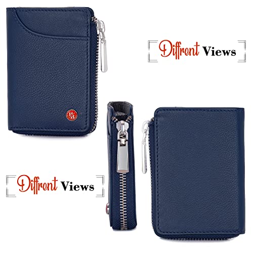 Image of HORNBULL Steve RFID Blocking Leather Wallet for Men | Vertical Credit Debit Card Holder (Navy1)