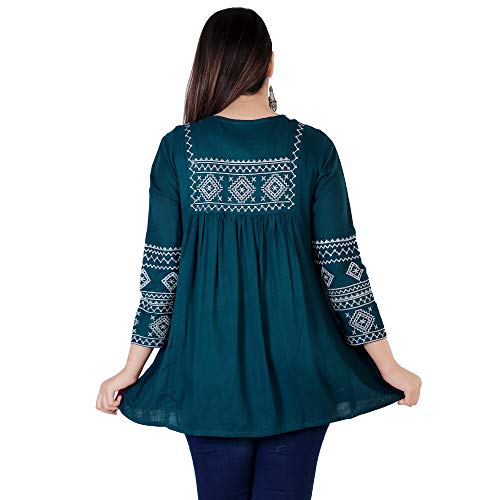 Image of Women's Rayon Regular Kurti (Shiva Fab Blue 2XL)