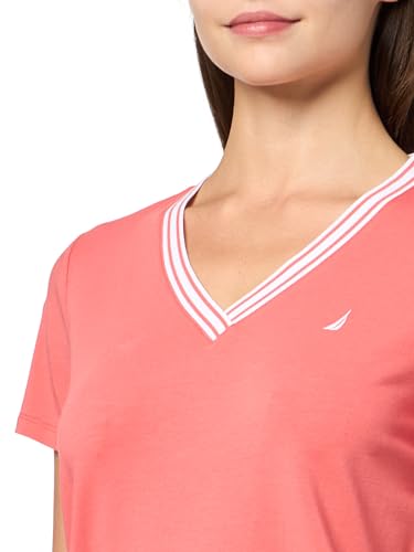 Image of Nautica Women's Solid V-Neck Short Sleeve T-Shirt Shirt