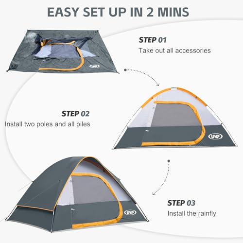 Image of Camping Tent 2-4 Person, Waterproof Windproof Tent with Rainfly Easy Set up-Portable Dome Tents for Camping