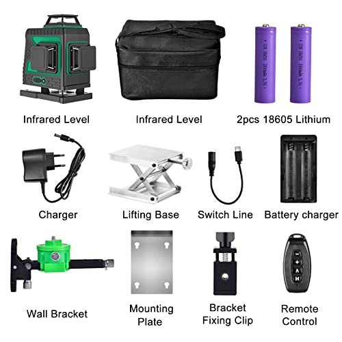 Kreuzlinienlaser 25M, THL&INEW kreuzlinielaser grün selbstnivllierend 4 x 360° Mit magnetischer Wandhalterung, 4D 16 Liien, IP 54 Linienlaser Vertikale und Horizontale Linie (16Linienlaser) - Image 7