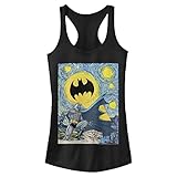 DC Comics Warner Bros. Womens Batman Starry Gotham Women's Fast Fashion Racerback Tank Top Shirt, Black, X-Large US