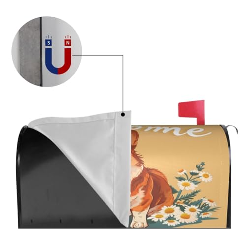 Image of Dujiea Cute Dog Welcome Mailbox Wrap, Waterproof Magnetic Post Box Cover, Standard Size 25.5 inchX 21 inch Garden Yard Outside Farmhouse Home Decor
