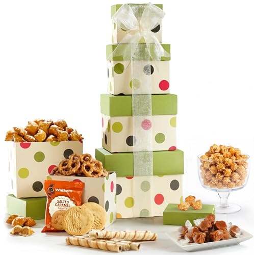 Broadway Basketeers Gourmet Food Gift Basket Tower Snack Gifts for Appreciation, Thank You, Congratulations, Corporate, Get Well Soon Care Package