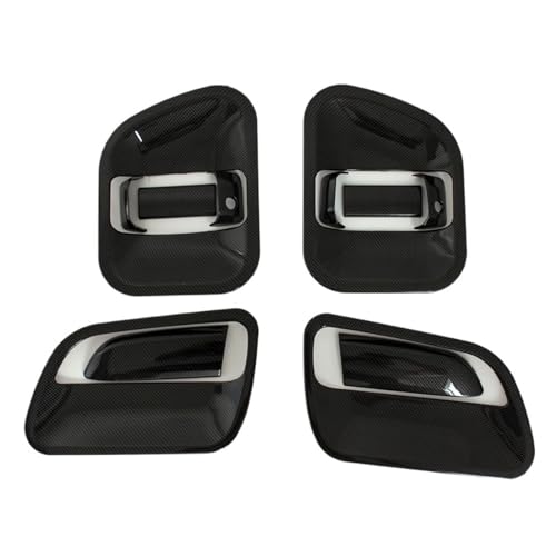 2005-2018年式 と互換性がある トヨタ ハイエース コミューター対応 ドアハンドルカバー クロームブラック カーボンファイバーアクセサリー(Silver)