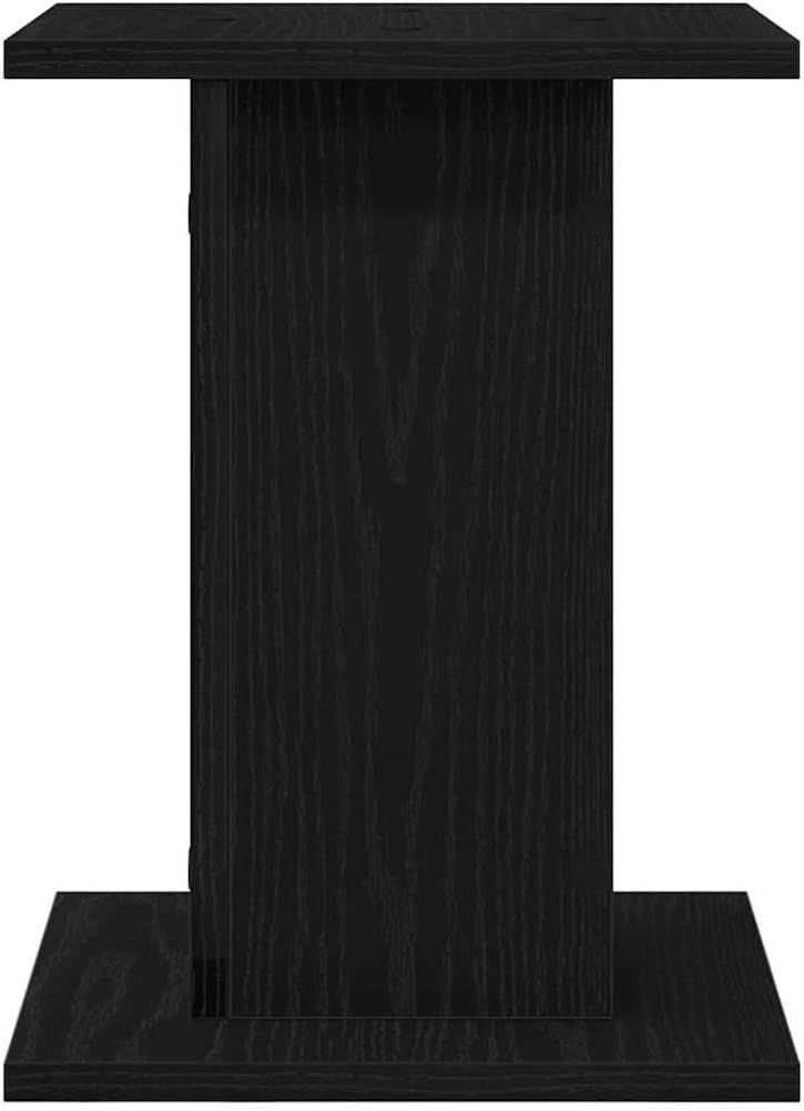 vidaXL Black Oak Speaker Stands for Display | Sturdy Wood Construction Compact 11.8 X 15.7 in Size Modern Design Home Theater & Living Room Holds Audio Equipment Securely Stand Wooden Support